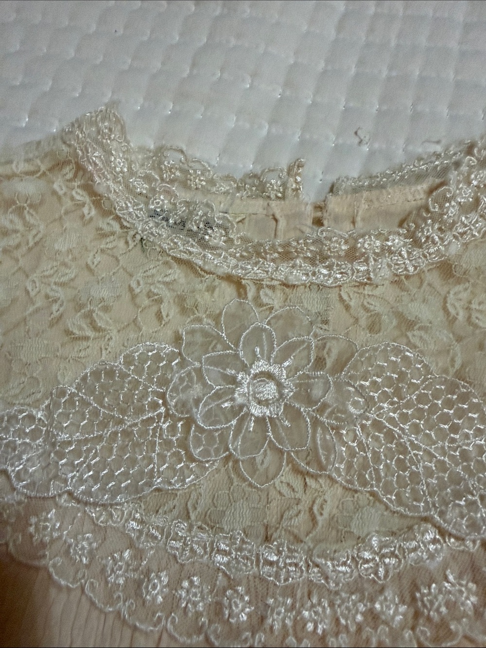 Lace Yoke Textured Blouse in Light Peach - Picture 3 of 9